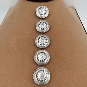 Set 5 Sterling Silver Button Covers Western Native American Snap On Vtg Concho